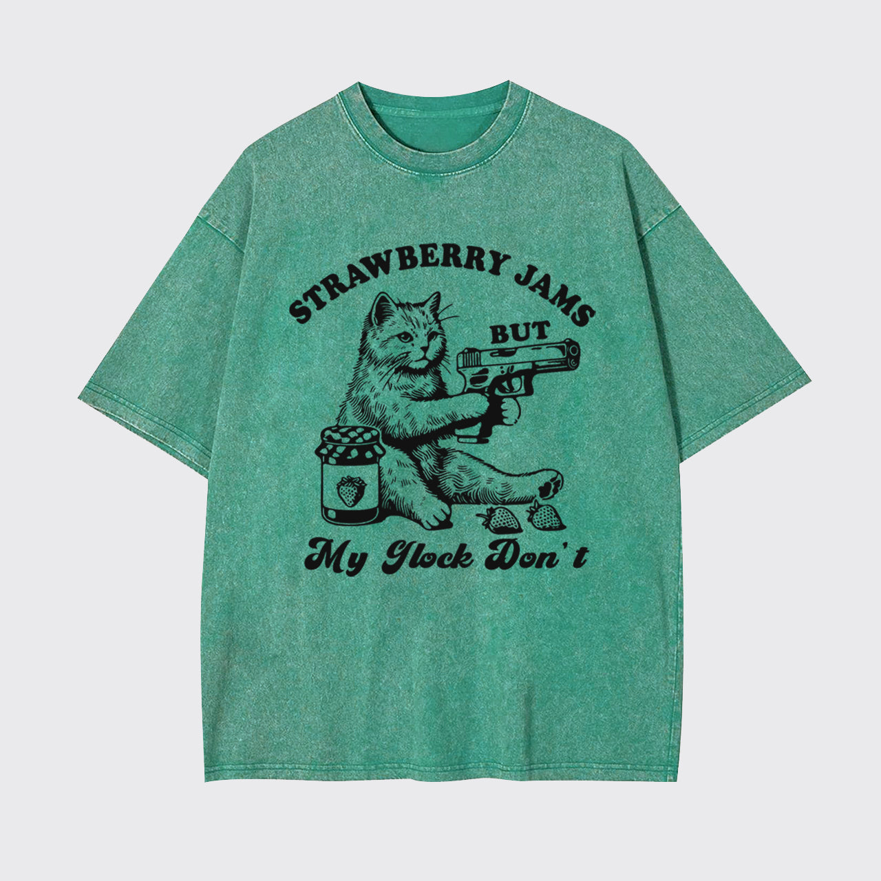 Funny Cat-Strawberry Jams But My Glock Don't Garment-dye Tees