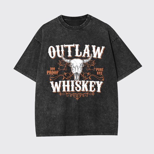 Outlaw Whiskey 100 Proof Pure Rye Garment-dye Tees