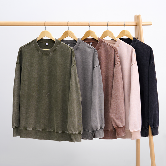 Washed Sweatshirts 5 Pack:Army Green,Gray,Brown,Beige,Black