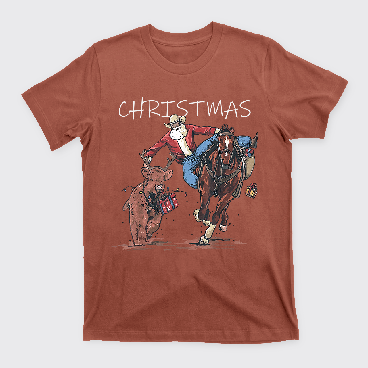 Cowboy Santa Claus Bullfight T-Shirts