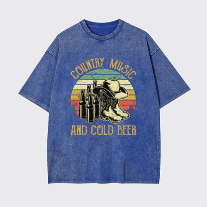 Country Music And Cold Beer Garment-dye Tees