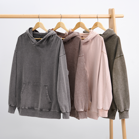 Washed Hoodies 4 Pack:Gray,Brown,Beige,Aemy Green