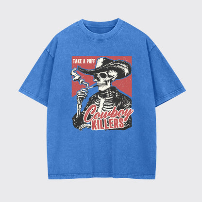 Retro Western-Take A Puff Cowboys Killers Garment-dye Tees