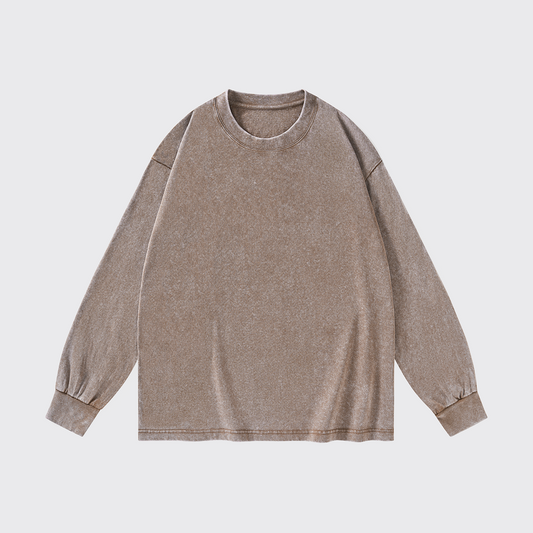 Washed Long Sleeves:Brown