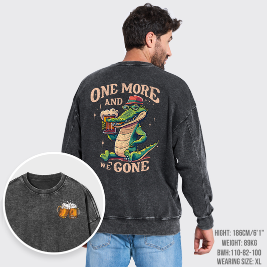 A Crocodile Drinking Beer Washed Sweatshirts