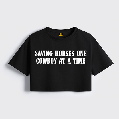 Saving Horses One Cowboy At A Time Cropped Boxy Tee