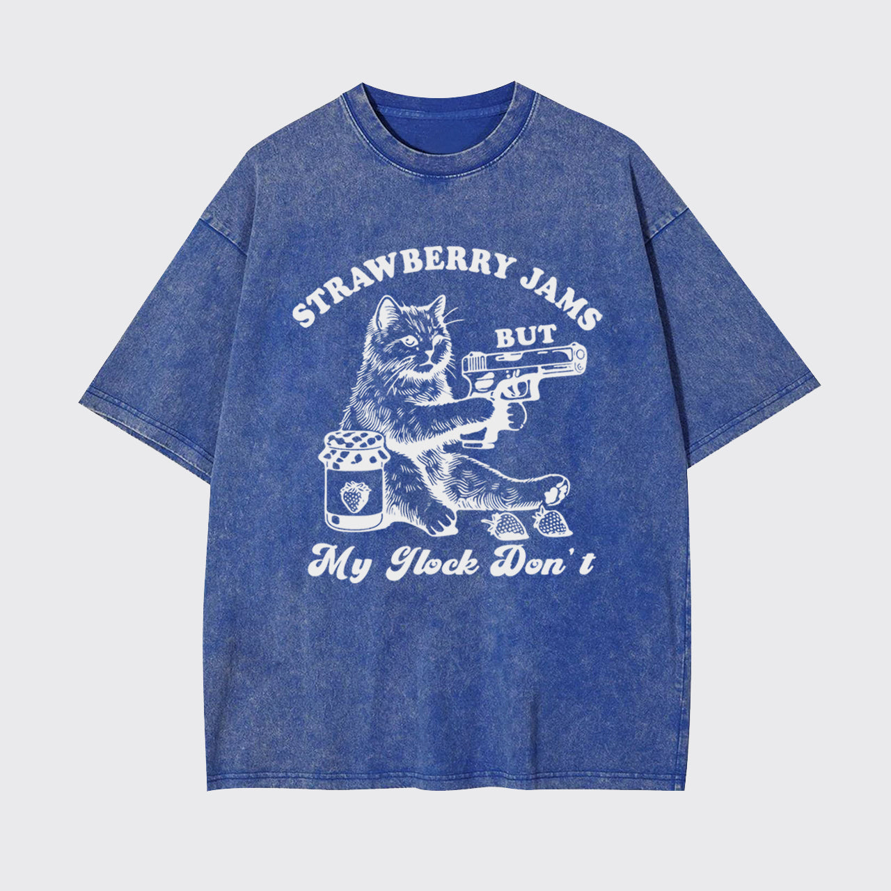 Funny Cat-Strawberry Jams But My Glock Don't Garment-dye Tees