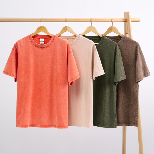 Washed Tees 4 Pack:Orange,Beige,Army Green,Brown