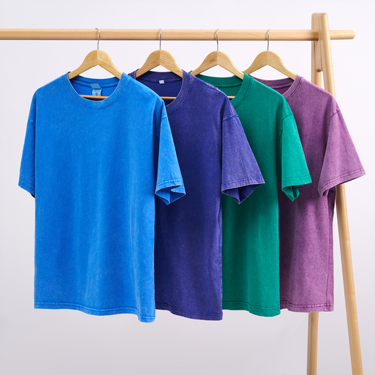 Washed Tees 4 Pack:Light Blue,Blue,Grass Green,Purple