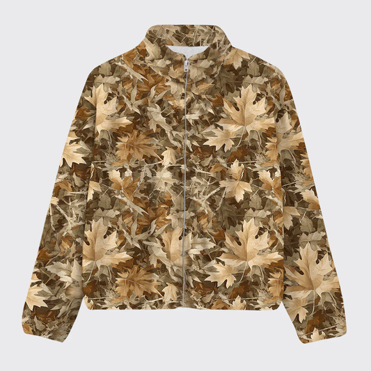 Red Maple Leaf Pattern Fleece Jacket