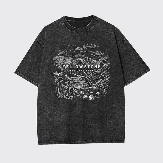 Aerial photography of Yellowstone National Park Garment-dye Tees