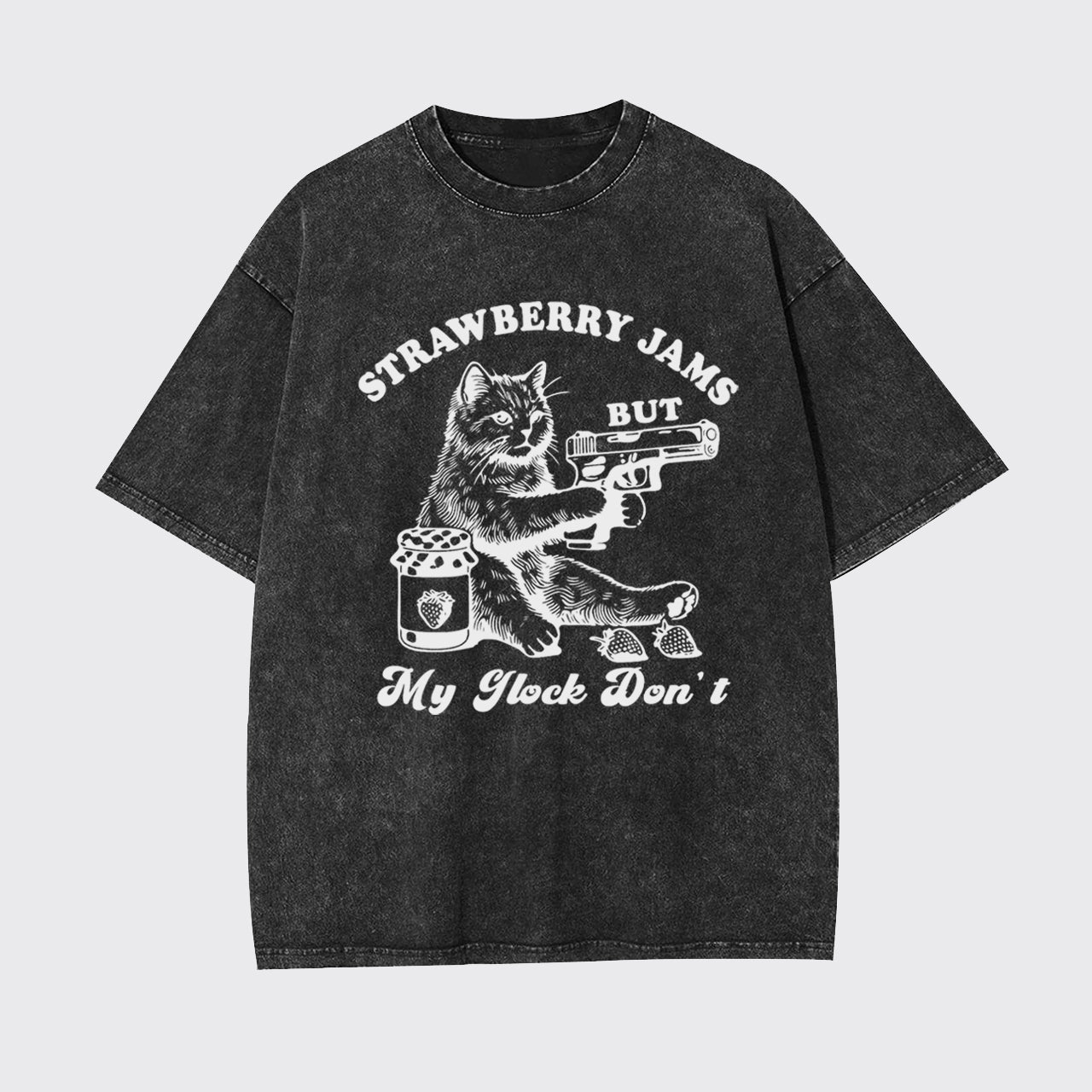 Funny Cat-Strawberry Jams But My Glock Don't Garment-dye Tees