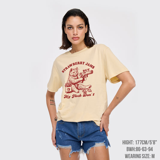Funny Cat-Strawberry Jams But My Glock Don't T-Shirts