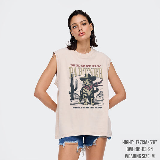 Meowdy Partner Cowboy Cat Washed Tanks