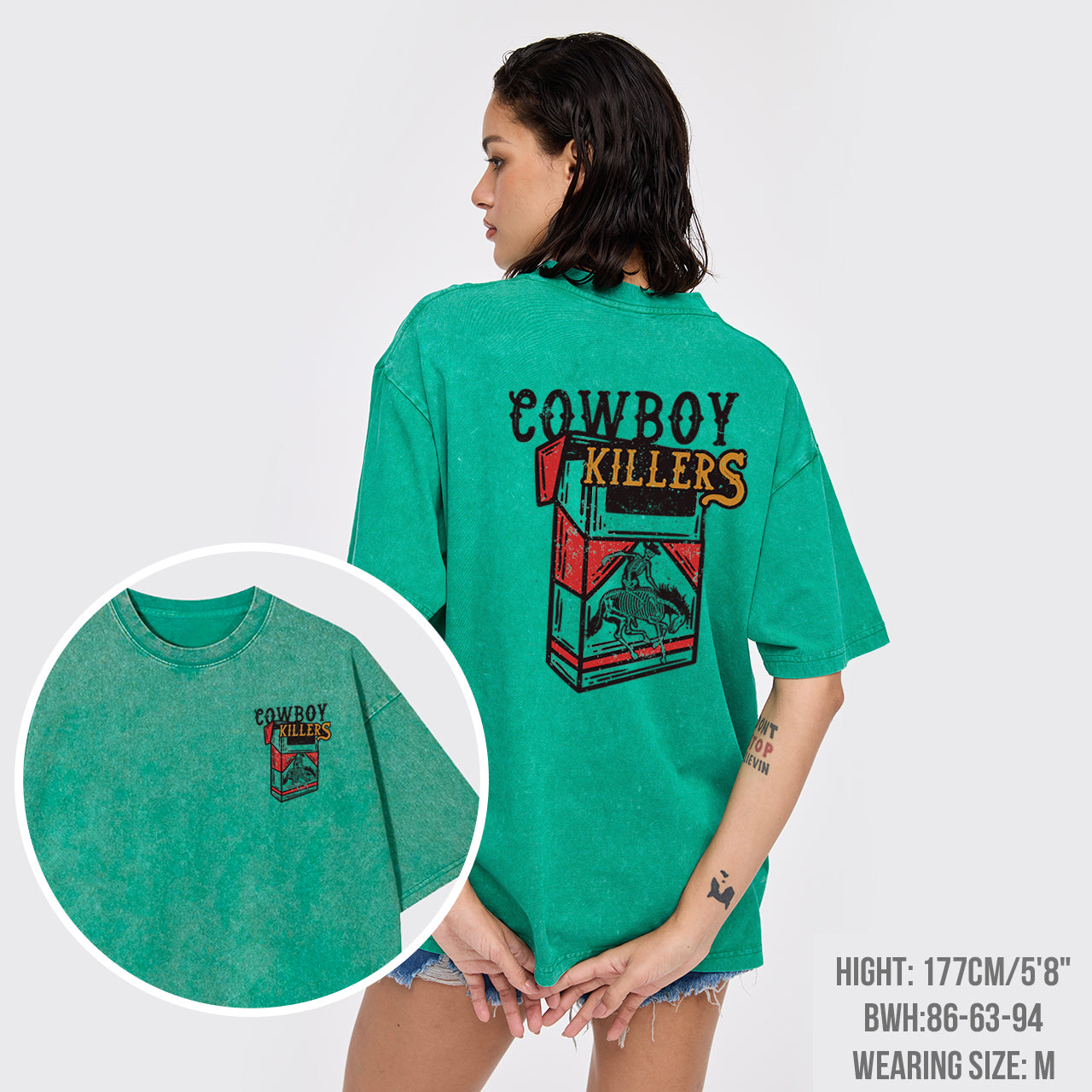 Cowboy Killers Double Sided Printing Garment-dye Tees