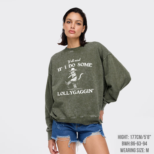 Sneaky Cowboy Cat Washed Sweatshirts