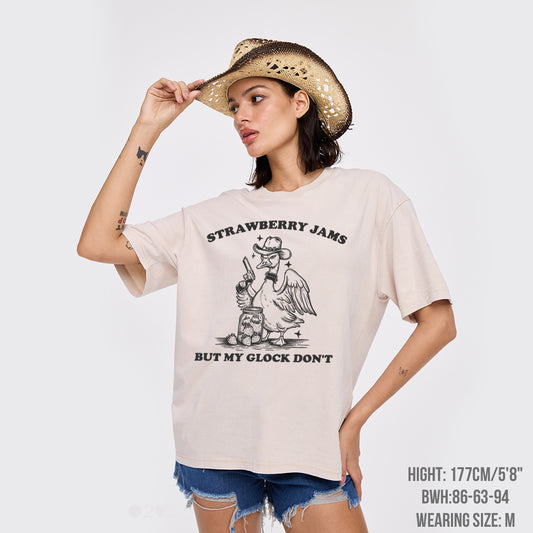 Funny Goose-Strawberry Jams But My Glock Don't Garment-dye Tees