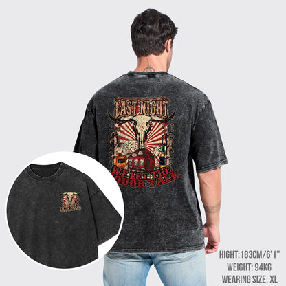 Last Night Welet The Liquor Talk Retro Cowboy Garment-dye Tees