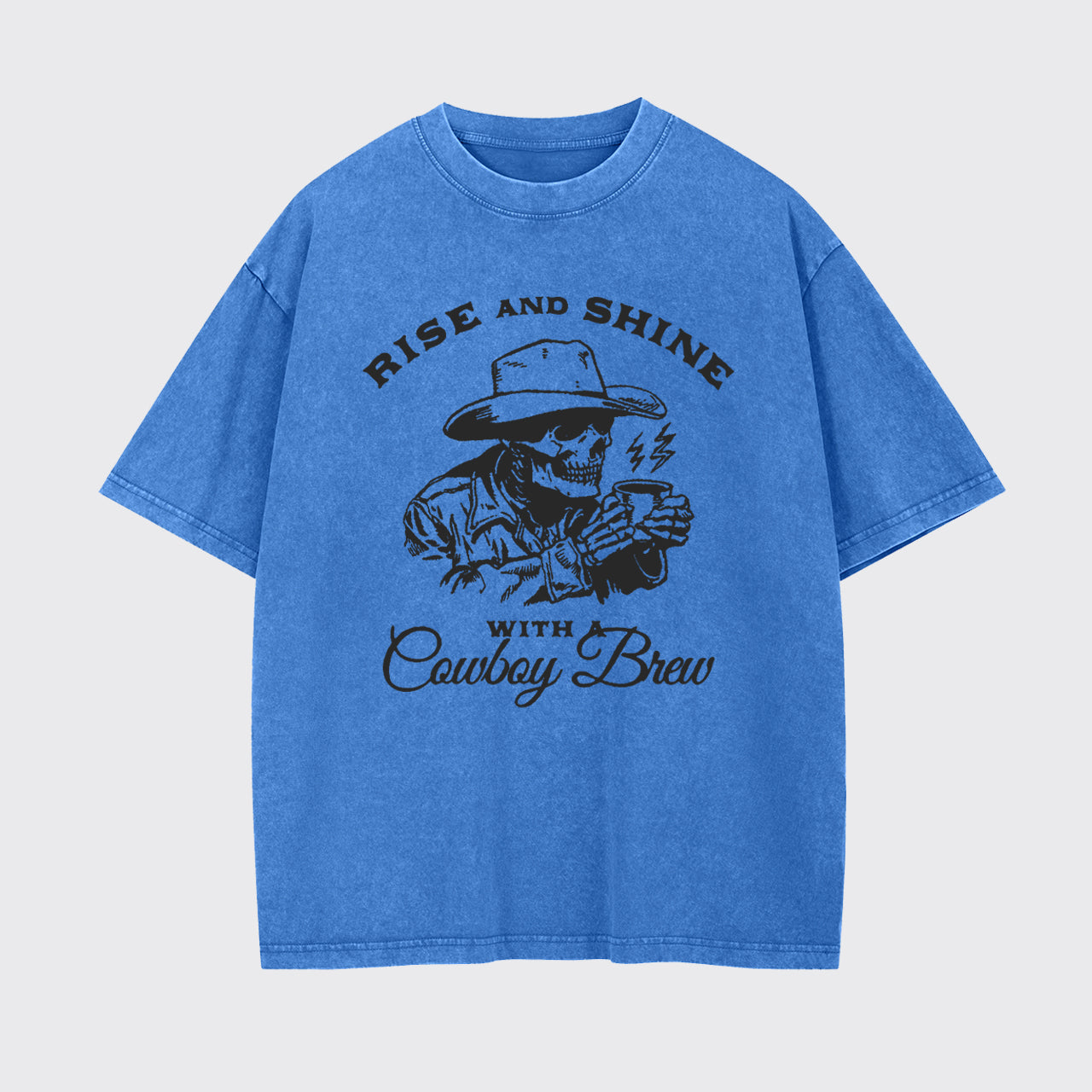 Cowboy Skeleton Funny Coffee Lover Garment-dye Tees