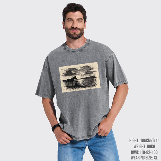 A Cowboy And His Horse Garment-dye Tees