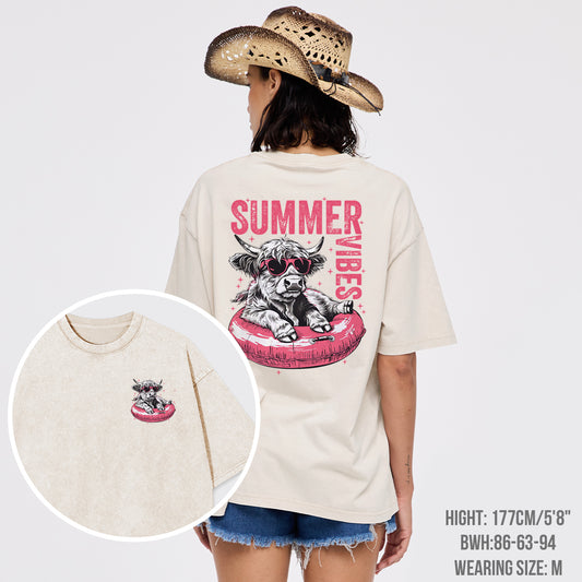 Summer,Highland Cow Garment-dye Tees