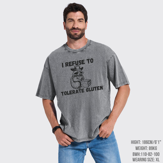 Raccoon Refuse To Tolerate Gluten Garment-dye Tees