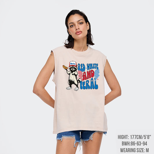 4th Of July-Red White And Feral Washed Tanks