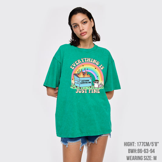 Mental Health-Emotional Dumpster Fire Everything Is Fine Garment-dye Tees