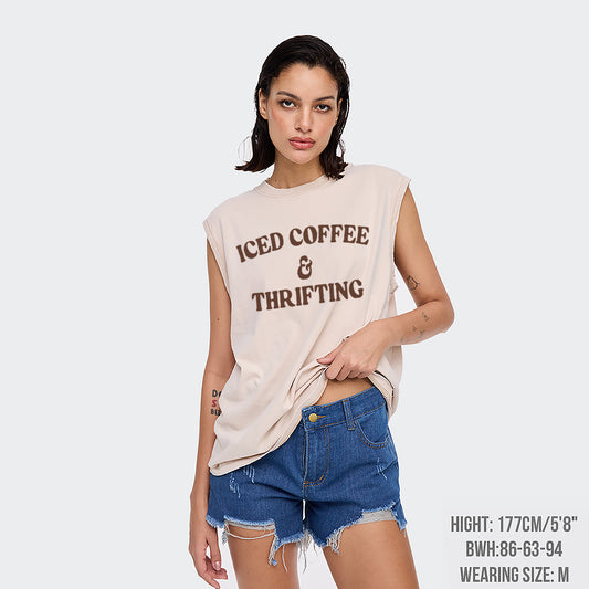 Iced Coffee And Thrifting Washed Tanks