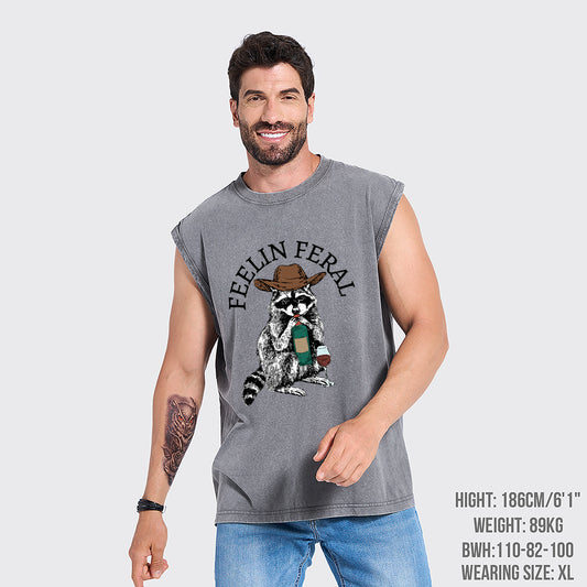 Funny Raccoon Washed Tanks