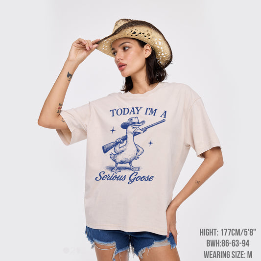 Retro Silly Goose-Today I'm A Serious Goose Garment-dye Tees