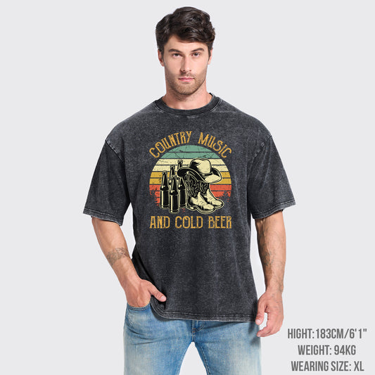 Country Music And Cold Beer Garment-dye Tees