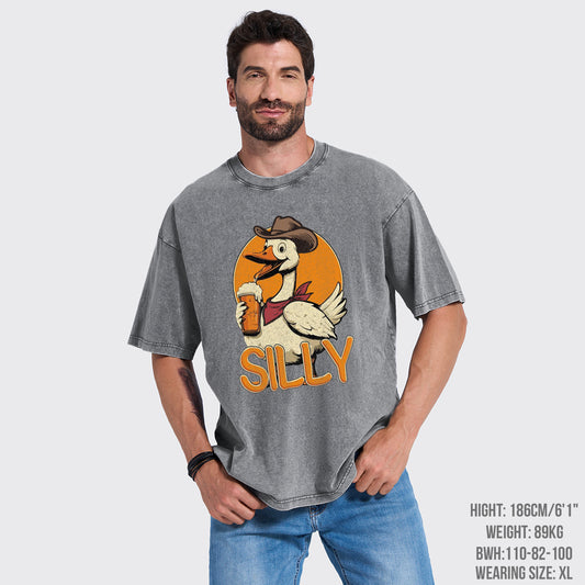 Silly Goose Drinking Beer Garment-dye Tees