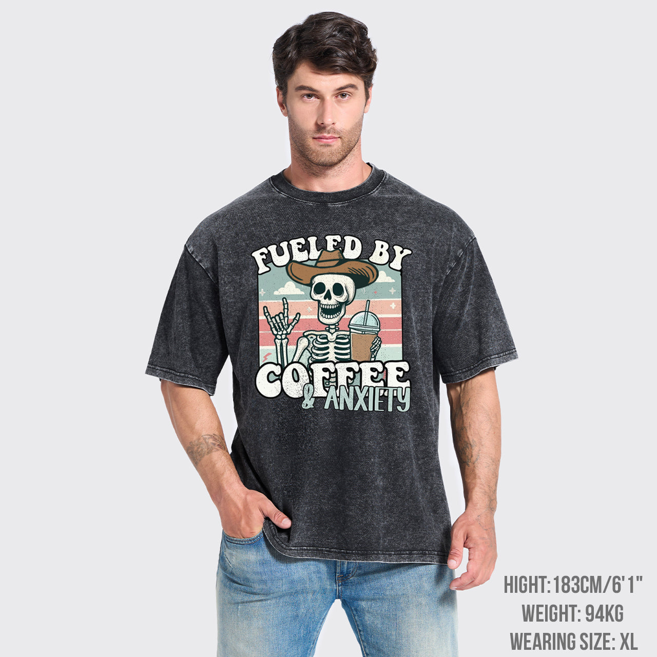 Fueled By Coffee And Anxiety Garment-dye Tees