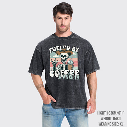 Fueled By Coffee And Anxiety Garment-dye Tees