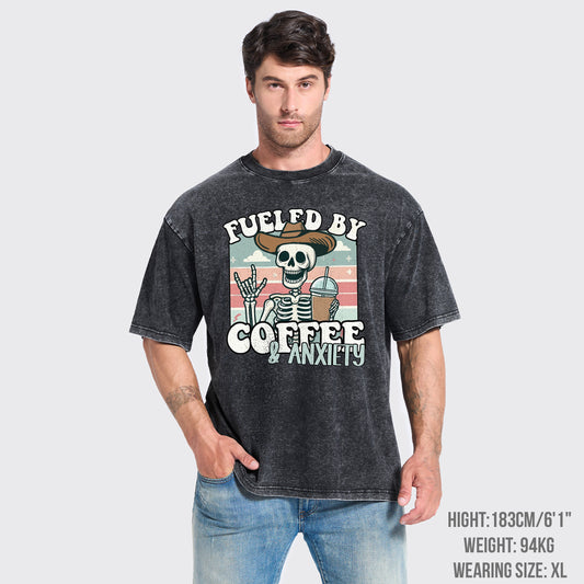 Fueled By Coffee And Anxiety Garment-dye Tees